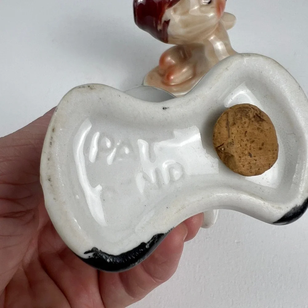 VTG Van Tellingen Salt Pepper Shakers 1940s Mermaid Sailor Kissing Ceramic 4in